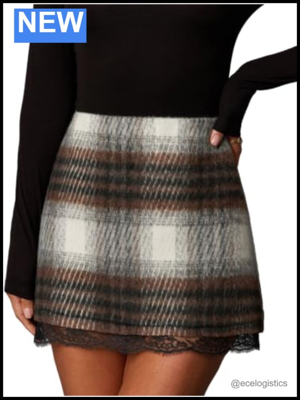 HERBATOMIA Plaid Mini Skirt High Waist Bodycon Zipper